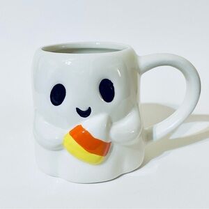 Cute Ghost Mug with Candy Corn Design